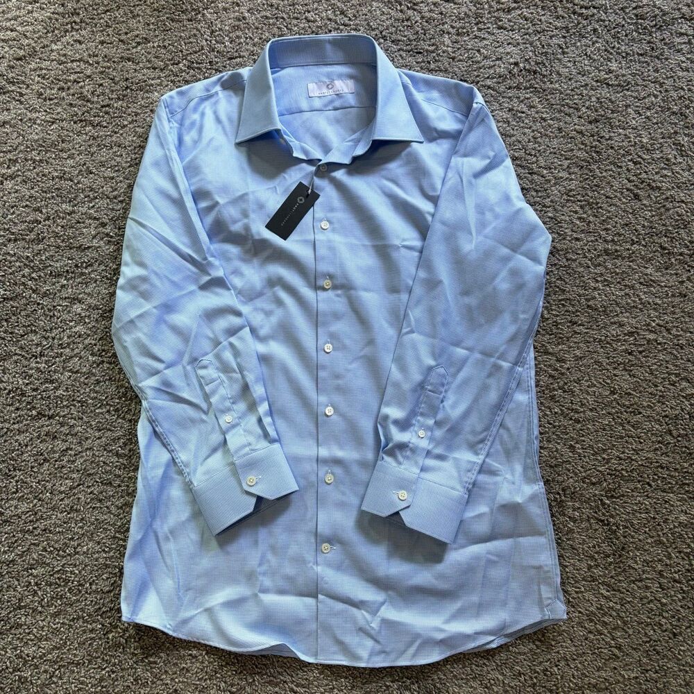 NEW Knot Standard Button Up Long Sleeve Cotton Shirt Fits Men’s XL Blue Formal